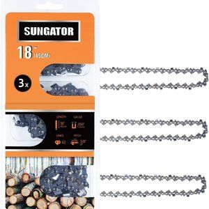 3-Pack 18 Inch Chainsaw Chain 3/8" LP Pitch - .050" Gauge - 62 Drive Links